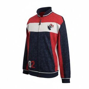 Born Fly Stadium Jacket Mens L Red White Blue Varsity Track Eagle Crest Poly